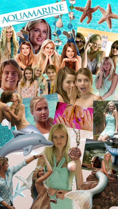 #aquamarine #emmaroberts #jojolevesque Aquamarine Movie Wallpaper, Aqua Marine Movie, Aquamarine Movie Aesthetic, Aquamarine Party, Aquamarine Wallpaper, Aquamarine Movie, Siren Aesthetic, Mermaid Ideas, Movie Collage