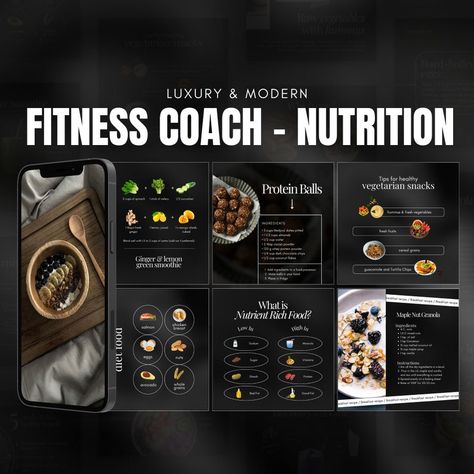 Fitness Coach Instagram Template Nutrition Personal Trainer Storys Gym Trainer Post Luxury Fitness Wellness Coach Health Coach - Etsy Israel Coach Instagram Template, Luxury Fitness, Healthy Vegetarian Snacks, Becoming A Personal Trainer, Personal Training Business, Coach Instagram, Gym Trainer, Vegetarian Snacks, Nutrient Rich Foods