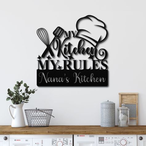 Kitchen Name Plate, Welcome To My Kitchen Sign, Grandma Kitchen Sign, Moms Kitchen Sign, Nana's Kitchen Sign, Custom Wall Decor, Personalized Kitchen, Magnetic Wall, Nana Gifts