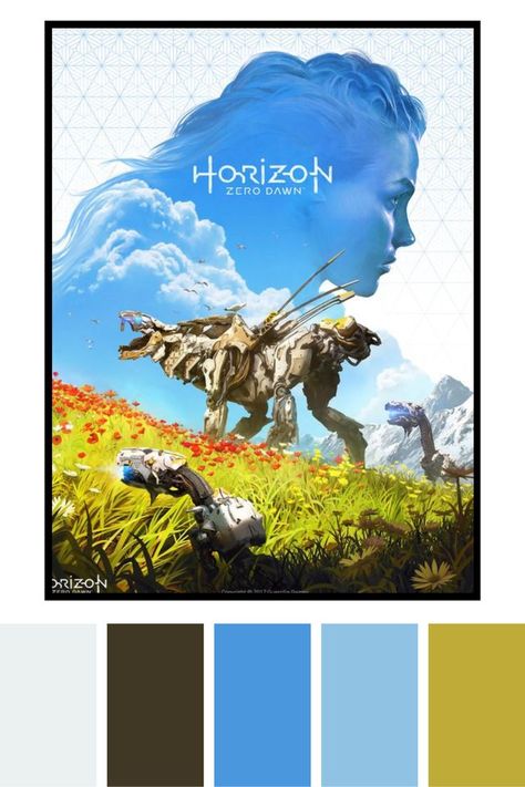 color palette inspired by the video game Horizon Zero Dawn Game Color Palette, Dawn Color Palette, Horizon Zero Dawn, Color Pallets, Color Combinations, Video Game, Color Palette, Video Games, Color