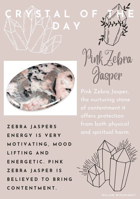 Willow Witchcraft Pink Zebra Crystal Meaning, Pink Jasper Meaning, Pink Zebra Jasper Crystal Meaning, Pink Jasper Crystal Meaning, Pink Zebra Jasper Meaning, Zebra Jasper Crystal Meaning, Crystal Education, Crystals Properties, Crystals Spirituality