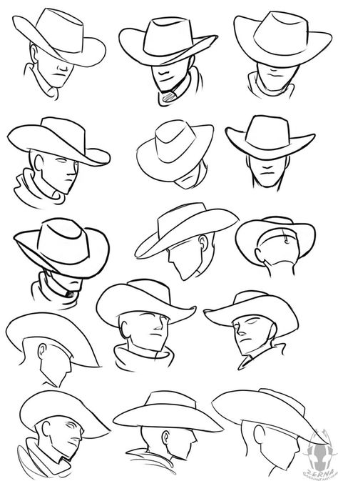 Cowboy Hat Drawing, Cowboy Character Design, Hat Drawing, Don Pedro, Cowboy Art, Figure Drawing Reference, Art Poses, Art Tutorials Drawing, Sketchbook Art Inspiration