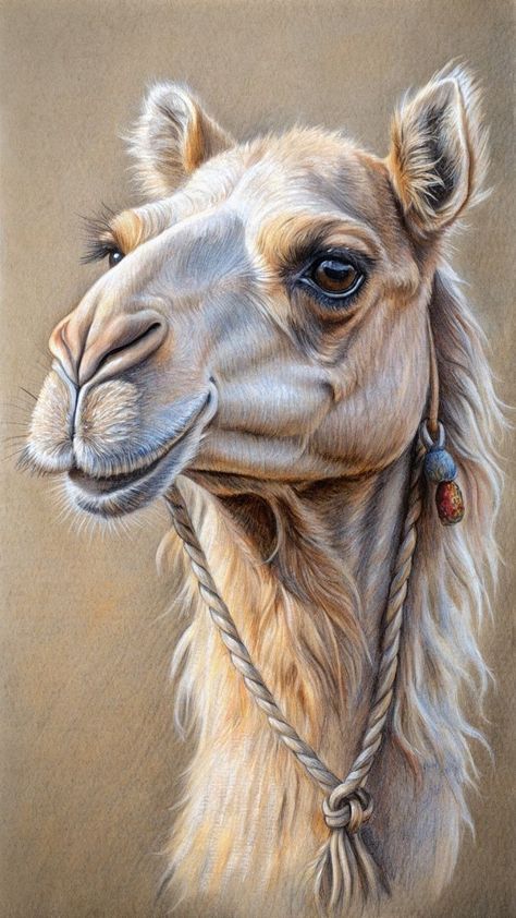 Realistic Nature Drawings, Animal Drawings Colored Pencil, Color Pencil Art Drawings Nature, Camel Painting, Disney Mural, Art Pencil Set, Camel Art, Meaningful Paintings, Camels Art