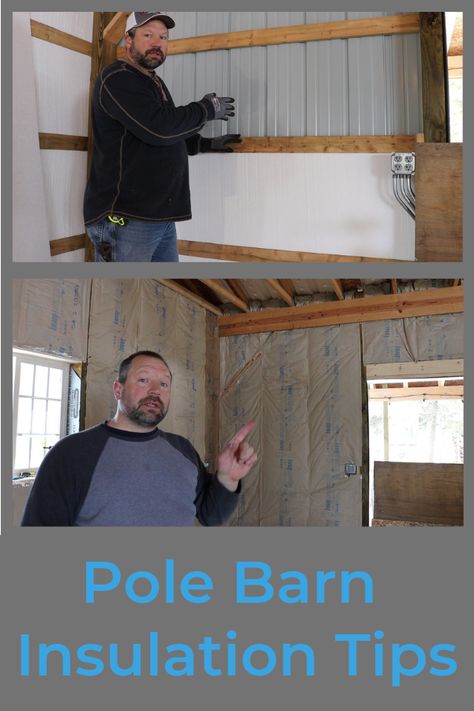 This video has tips on insulating a pole barn with foam board and fiberglass Pole Building Storage Ideas, Pole Shed Storage Ideas, Pole Barn Shop Building, Metal Building Shop Interior Ideas, Pole Shed Interior Ideas, Pole Barn Storage, Pole Barn Ideas Interiors, Pole Shed Ideas, Pole Barn Organization Ideas