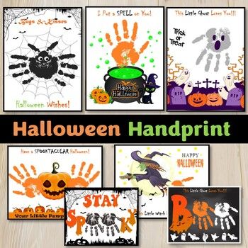 Crafts For Kids Halloween, Halloween Handprint, Halloween Cards Diy, Halloween Greeting Cards, Halloween Math Activities, Handprint Keepsake, Halloween Resources, Halloween Crafts Preschool, Handprint Gifts