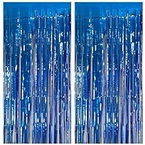 Backdrop Streamers, Foil Curtain Backdrop, Blue Party Decorations, Curtain Backdrop, Foil Curtain, Backdrop Birthday, Party Streamers, Gold Backdrop, Curtain Backdrops