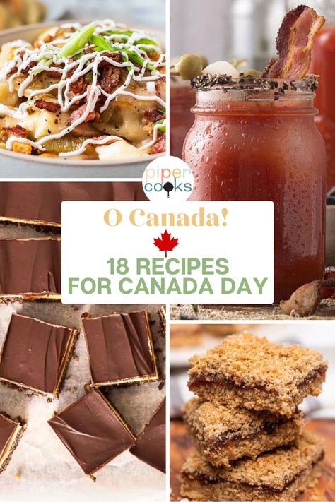 Nothing says Canada Day like a batch of freshly baked butter tarts, or a an icy cold Caesar cocktail, or authentic Canadian poutine. Explore the flavors of Canada with these 18 must-try recipes for your Canada Day feast. Whip up a batch of Nanaimo bars or maple cream cookies. With appetizers, main courses, and desserts all covered, you'll find plenty of inspiration to create a memorable Canada Day spread that honors the country's rich culinary traditions. Canadian Food Recipes Traditional, Canadian Recipes Traditional, Canadian Appetizers, Canadian Food Recipes, Canadian Foods, Caesar Cocktail, Canadian Poutine, Canadian Butter Tarts, Canadian Recipes