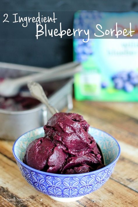 Blueberry Sorbet (2 Ingredients) • Domestic Superhero Sorbet Recipes Easy, Holiday Desert Recipes, Blueberry Sorbet, Boozy Popsicles, Sorbet Recipe, Lime Sorbet, Sorbet Ice Cream, Fruit Sorbet, Ice Cream Maker Recipes