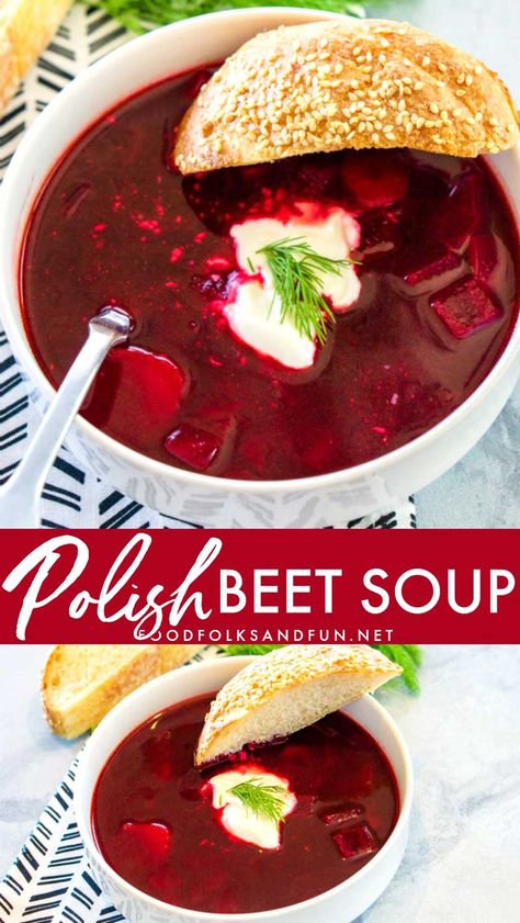 Polish Beet Soup, Sweet And Sour Soup, Beet Soup Recipes, Borscht Recipe, Borscht Soup, Beet Soup, Spend With Pennies, Beet Recipes, Sour Soup