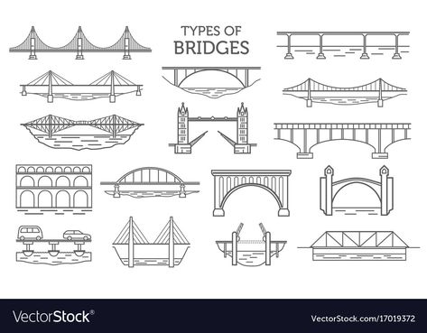 Types Of Bridges, Bridge Tattoo, Bridges Architecture, Bridge Drawing, Web Layout Design, Line Art Drawings, Design Vector, Branding Design Logo, Infographic Design