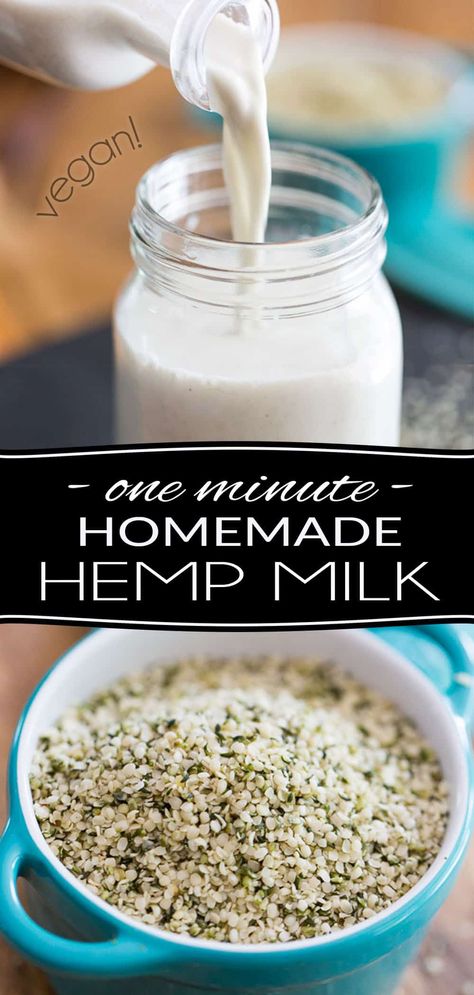 Loaded with all kinds of nutrients and super friendly to the environment, Hemp Milk is probably the best non-dairy milk alternative you could go for. Plus, it only takes 2 ingredients and 1 minute of your time to make... Wins all around! Hemp Milk Recipes, Hemp Recipes, Hemp Seed Milk, Liqueur Recipes, Homestead Cooking, Sugar Challenge, Clean Meals, Paleo Drinks, Alkaline Vegan