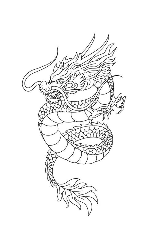 Outline Dragon Tattoo, Dragon Tattoo Outline, Dragon Tattoo Stencil, Chinese Dragon Drawing, Dragon Tattoo Drawing, Red Dragon Tattoo, Small Dragon Tattoos, Chinese Dragon Tattoos, Japanese Dragon Tattoo