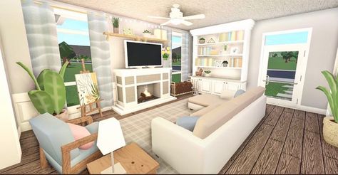 Sims 4 Lounge Room Ideas, Small Bloxburg Living Room, Liveroom Ideas Bloxburg, Bloxburg Living Room Ideas Small Easy, Bloxburg Living Room Ideas No Gamepasses, 5x4 Living Room Design Bloxburg, Living Room Blocksburg Ideas, Bloxburg Decor, Roblox Builds