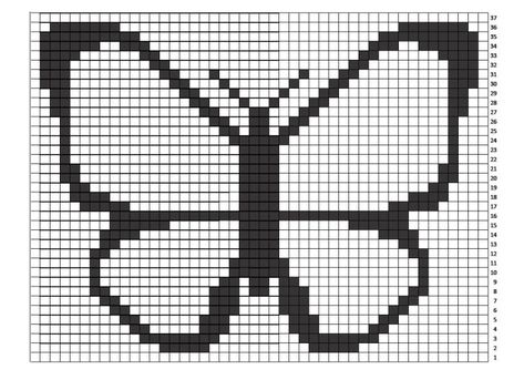 BernatPOPButterfly_Graph2 Crochet Blanket Butterfly, Butterfly Crochet Blanket, Graphgan Patterns Free, Jay Crochet, Crochet Grid Patterns, Bernat Pop, Crochet Graphgan, Crochet Grid, Butterfly Crochet