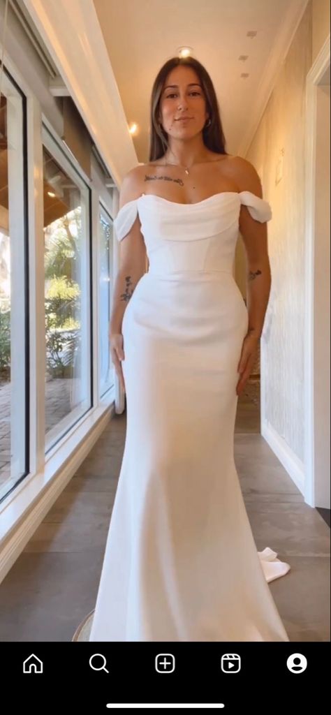 Off Should Wedding Dress, Elegant Wedding Dress Size 12, Mid Size Wedding Dresses Satin, Elegant Wedding Dress Mid Size, Dressing Down A Formal Dress, Soft Dramatic Kibbe Wedding Dress, Midsize Wedding Dress Mermaid, Cowl Neck Wedding Dress With Sleeves, Wedding Dresses Broad Shoulders