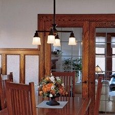 Oak Park™ Four Light Chandelier with 2-1/4 in. shade holders down Craftsman Light Fixtures, Mission Style Decorating, Craftsman Style Lighting, Craftsman Style Interiors, Craftsman Interior Design, Designer Dining Room, Craftsman Dining Room, Craftsman Interiors, Design Center Showroom