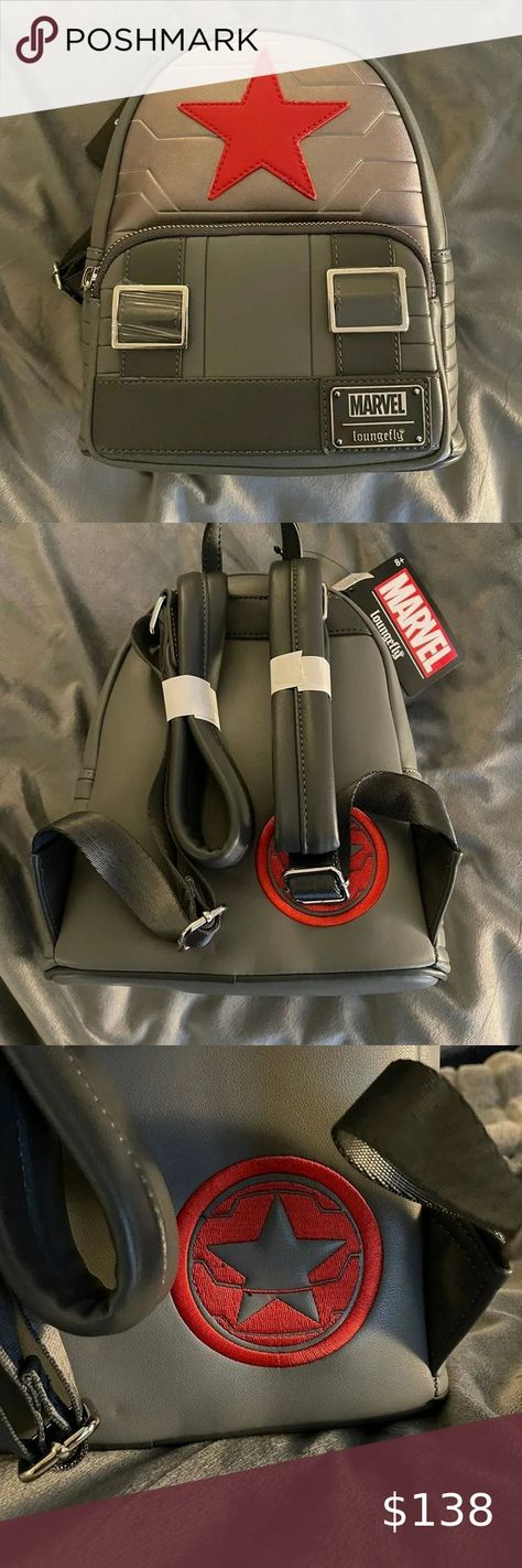 Loungefly Winter Soldier Mini Backpack Bucky Barnes Cosplay, Marvel Merch, Marvel Jewelry, Marvel Backpack, Avengers Outfits, Bucky Barnes Marvel, Barnes Marvel, Marvel Gifts, Marvel Clothes