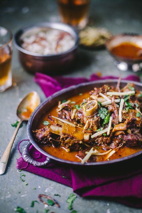 Mutton Nihari (Spiced Goat Stew) | Playful Cooking #indianfood #foodphotography #mutton #curry #meat Mutton Nihari, Recipe Beef Stew, Bakri Eid, Goat Stew, Nihari Recipe, Eid Recipes, Mutton Curry, Eid Food, Recipe Beef