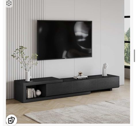 Classic Tv Wall Design, Classic Tv Wall, Wall Tv Stand, Style Examples, Ideas Cuarto, Black Bedroom Decor, Black Tv Stand, Entertainment Cabinet, Rack Tv