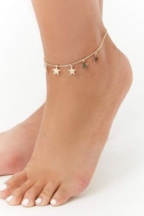 Forever 21 Star Charm Anklet Star Anklet, Leather Anklets, Charm Anklet, Anklet Designs, Foot Bracelet, Ankle Jewelry, Anklets Boho, Beach Anklets, Ankle Chain