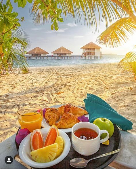 Maldives Pics, Breakfast Picnic, Breakfast On The Beach, Great Breakfast Ideas, Dubai Holidays, Dubai Tour, Maldives Island, Vacation Goals, Tropical Vibes