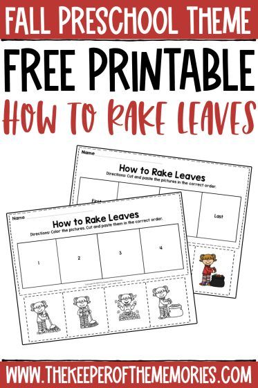 Explore sequencing, order of events, and more with your preschoolers and kindergartners using these adorable How to Rake Leaves Sequencing Worksheets. Don't forget to grab your free printable sequencing worksheets today! #leaves #fall #sequencing #rakingleaves Sequencing Activities Preschool, Letter L Worksheets, Kindergarten Units, Pumpkin Life Cycle, Sequencing Worksheets, Order Of Events, Counting Worksheets, Sequencing Activities, Fall Preschool