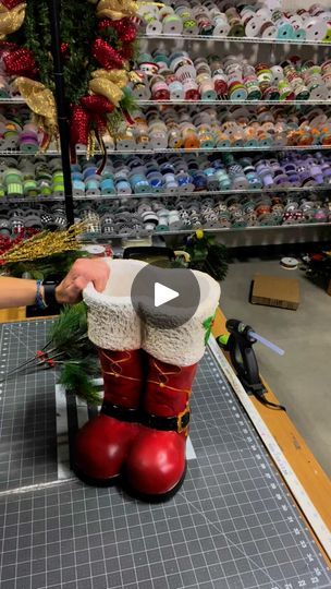 381K views · 3.4K reactions | Let’s make an arrangement in these Walmart Santa boots! #christmasdecor #christmasproject #diy #designer | MB Crafts Santa Boots Decoration Diy, Santa’s Boots, Santa Boots Decoration Ideas, Santa Boots Diy Christmas Decor, Santa Boots Diy, Santa Boots Decoration, Diy Santa Decorations, Santas Boots, Christmas Floral Arrangements Diy