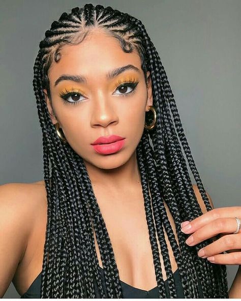 Ghanaian hairstyles on Instagram: “Half cornrows  half box braids  @jasmeannnn ❤❤ #feedinbraids  #boxbraids . . . #follow @ghanaianhairstyles  @jasmeannnn  #boxbraids…” Half Cornrows, Trendy We Fryzurach, Woman Hairstyles, Baddie Outfit, Jumbo Box Braids, Goddess Braids Hairstyles, Long Box Braids, Box Braid, Box Braids Styling