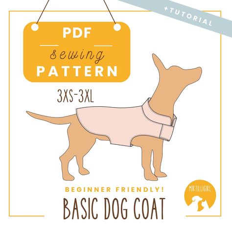 Dog coat pattern, pdf sewing a dog jacket, 3xl to 3xl, download US letter and a4 pattern Dog Jackets Winter Free Pattern, Dog Costume Sewing Pattern, Pattern For Dog Coat, Dog Clothes Patterns Free Printable, Dog Jacket Pattern Free, Dog Coat Sewing Pattern, Dog Jacket Patterns, Coat Sewing Pattern, Dog Coat Pattern