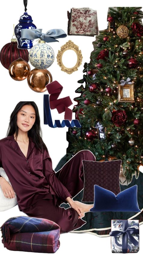 Burgundy blue Chinoiserie Christmas tree inspo Burgundy Christmas Tree, Chinoiserie Christmas Tree, Burgundy Christmas, Family Culture, Christmas Tree Inspo, Holidays Decorations, Chinoiserie Christmas, Blue Christmas Decor, Blue Chinoiserie