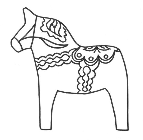 Swedish Dala horse coloring picture Diy Horse, Horse Coloring Pages, Redwork Embroidery, Horse Tattoo, Dala Horse, Scandinavian Folk Art, Horse Pattern, Paper Embroidery, Folk Embroidery