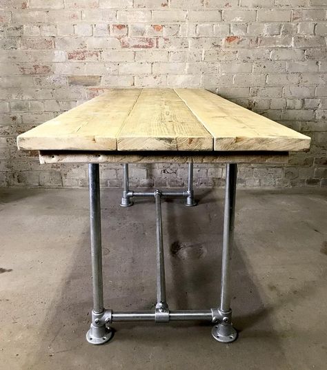 Industrial Reclaimed Scaffold Board Dinning Table Steel Legs | Etsy Dining Table Steel Legs, Scaffold Table, Rustic Industrial Dining Table, Dining Table Steel, Wood Cafe, Bar Bench, Crafts Table, Plank Table, Industrial Dining Table