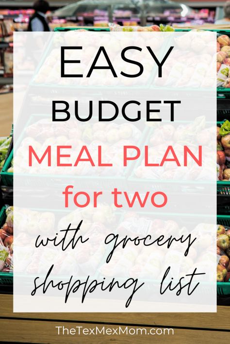 Budget Friendly Grocery List For Two, Meal Planning And Grocery List Printable, Cheap Meals For Two Grocery Lists, Meal Plan On A Budget For Two, One Person Grocery List Budget, Two Week Meal Plan Grocery List, Cheap Groceries For Two, 1 Person Grocery List, $50 Grocery Budget For 2