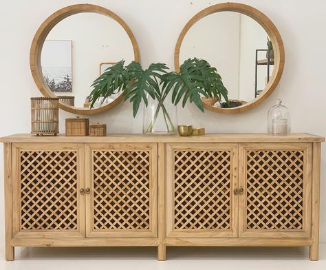 Buffet Tv Stand Bohemian, Cane Console, Boho Sideboard, Rattan Buffet Cabinet, Tv Cabinet Rattan, Buffet Cabinet Rattan, Entertainment Center Ratan Doors, Rattan Dresser Homerly, Coastal Style Living Room