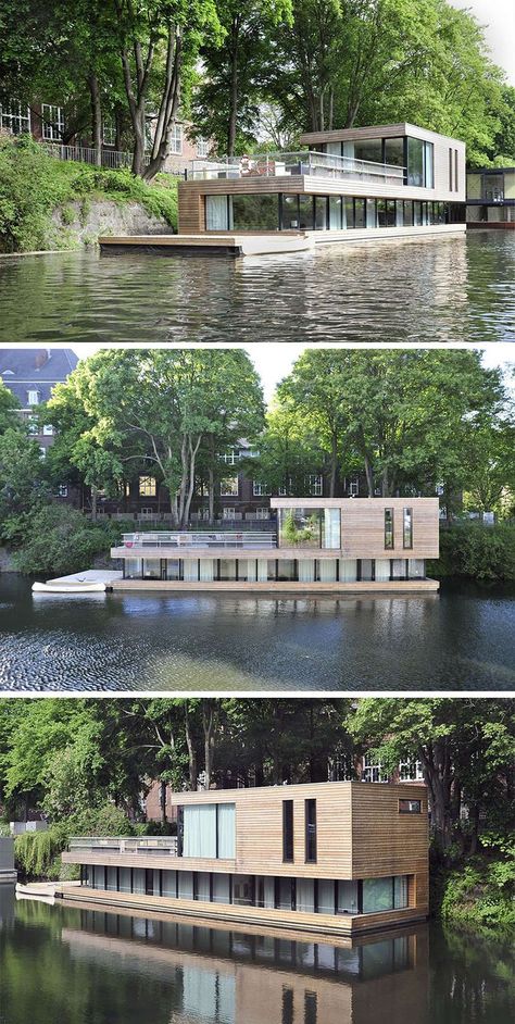 martinoff architekten House Boats, Water House, Building A Container Home, Container Architecture, Floating House, Container House Design, Design Exterior, House Architecture Design, Home Fashion