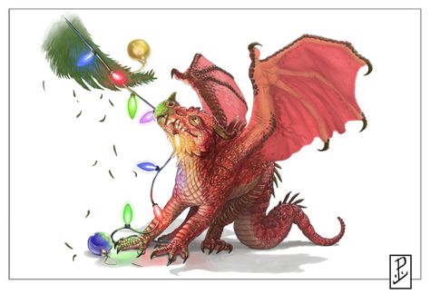 Christmas Dragon! by LyntonLevengood.deviantart.com on @DeviantArt Funny Dragon, Dragon Kid, Christmas Dragon, Fairy Dragon, Dragon Illustration, Dragon Pictures, Dragon Wings, Cute Dragons, Dragon Drawing