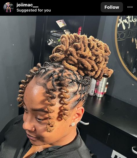 Loc Bob With Curls, Marley Hair On Locs, Locs For Wedding Black Women, Marley Twist Loc Knot Bob, Loc Bob Dreads Black Women, Loc Journey Memes, Dreadlock Styles, Dreads Styles, African Fashion Women Clothing