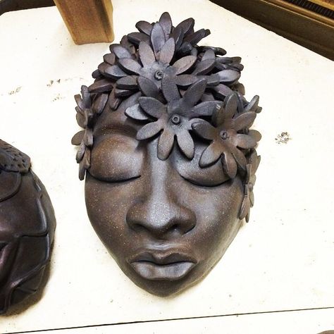 Clay Mask Ideas, Face With Flowers, Mask Flower, Flower Mask, Hand Casting, 2024 Inspiration, Flower Clay, Studio Artist, Clay Face