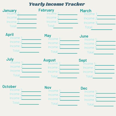 Yearly Income Tracker, Business Income Tracker, Income Planner, Income Tracker, Stream Of Income, Streams Of Income, Budgeting Worksheets, Multiple Streams Of Income, Tracker Printable