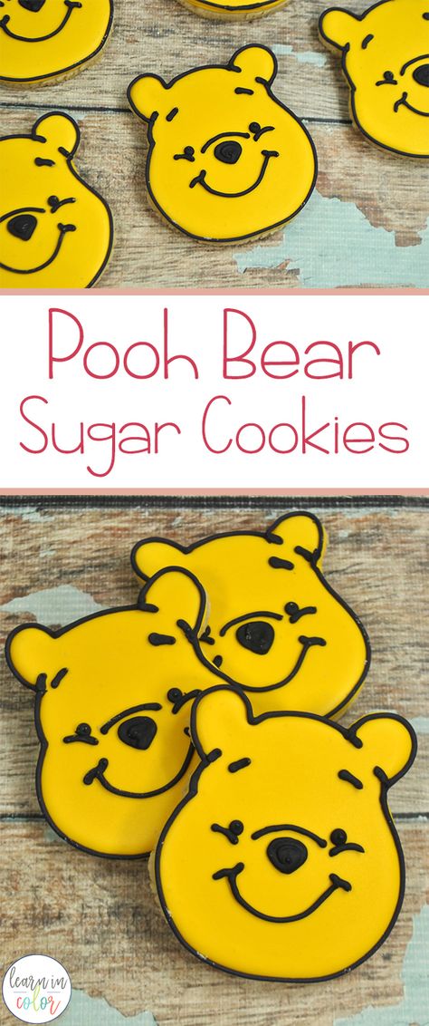 Winnie The Pooh Sugar Cookies, Bear Sugar Cookies, Winnie The Pooh Cookies, Pooh Cookies, Baby Shower Sweets, Sugar Cookie Royal Icing, Winnie The Pooh Birthday, Sugar Cookie Recipe, Baby Shower Desserts