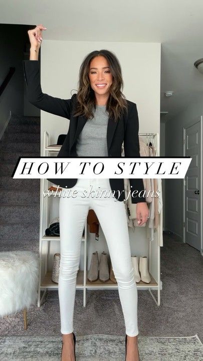 Witte Jeans Outfit, White Pants Outfit Winter, White Jeans Outfit Fall, White Denim Jeans Outfit, White Jeans Outfit Spring, White Jeans Outfit Winter, White Jeans Fall, White Pants Winter, Black Top Outfit