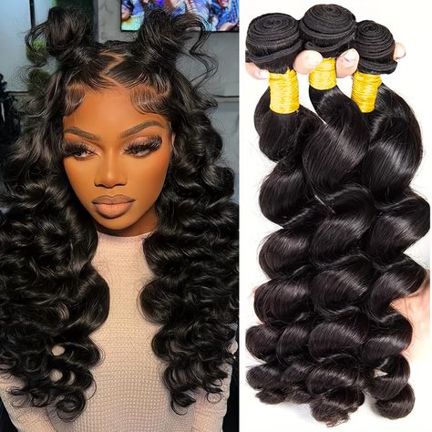 Loose Wave Bundles, Black Wavy Hair, Double Drawn Hair, Wavy Hair Extensions, Brazilian Hair Bundles, Hair Stores, Brazilian Hair Weave, Brazilian Virgin Hair, Hair Quality