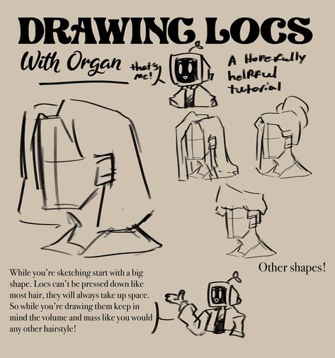 Loc Drawing Tutorial, Dreads Art Drawing, Dreadlock Drawing Reference, Locs Reference, How To Draw Dreadlocks, Locs Drawing Reference, How To Draw Locs, How To Draw Dreads, Drawing Locs