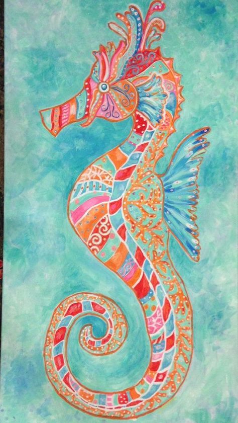 Underwater Mural, Seahorse Painting, Mural Inspiration, Silk Paintings, Seahorse Art, Sea Horses, Sea Life Art, Sea House, Sea Animal