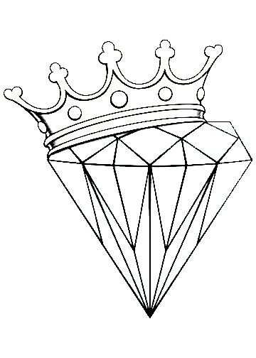 Diamond And Crown Tattoo Design, Diamond Outline Drawing, Diamond Tattoo Stencil, Tattoo Stencils For Beginners, Coloring Pages Tattoo, Pages Tattoo, Diamond Tattoo Designs, Skull Coloring, Diamond Outline