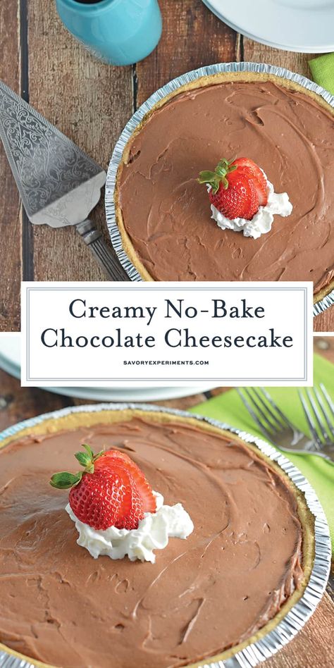 No Bake Chocolate Cheesecake, Chocolate Cheesecake Recipes, Easy Dessert Recipe, Baked Cheesecake Recipe, Dessert Simple, Easy Cheesecake Recipes, Easy Cheesecake, Baked Dessert Recipes, Chocolate Cheesecake