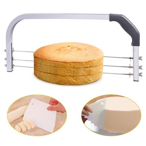 Bonviee Adjustable Cake Leveler Professional Layer Slicer Cutter 3 Blades Stainless Steel Review Gluten Free Vanilla Cake, Cake Leveler, Cake Slicer, Baking Equipment, Best Coffee Maker, Best Cake, Gadgets Kitchen Cooking, Candy Desserts, Cool Kitchen Gadgets