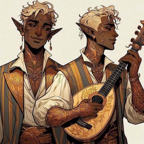 Palidens Dnd, Dnd Bard Character Design, Dnd Npc Ideas, Male Dnd Character Design, Dnd Characters Male, High Elves Dnd, Dnd Aasimar, Dnd Bard, Dnd Npc