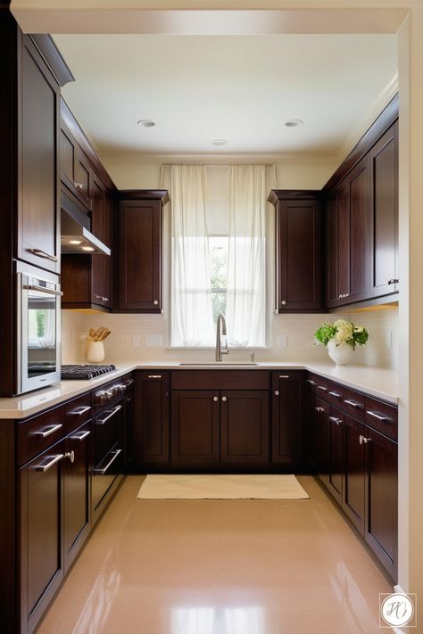 18 Chic Kitchen Dark Brown Cabinets Ideas That Elevate Your Space – HomelyTip Hardware On Dark Brown Cabinets, Countertops For Dark Brown Cabinets, Kitchen Backsplash Dark Brown Cabinets, Backsplash Dark Brown Cabinets, Brown Kitchen Cabinets White Countertops, Kitchen Dark Brown Cabinets, Brown Cabinets With White Countertops, Dark Cabinets With White Countertops, Kitchen Cabinet Dark Brown