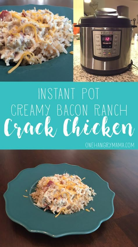 Instant Pot Creamy Bacon Ranch Crack Chicken from /onehangrymama/ #instantpot #pressurecooker #recipes Chicken Instapot, Instapot Meals, Meals Chicken, Keto Foods, Bacon Ranch, Instant Pot Dinner Recipes, Instapot Recipes, Instant Pot Pressure Cooker, Instant Pot Chicken